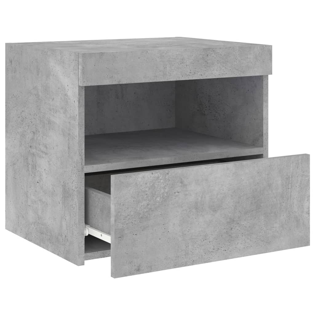Noptiere cu lumini LED, 2 buc., gri beton, 50x40x45 cm GartenMobel Dekor