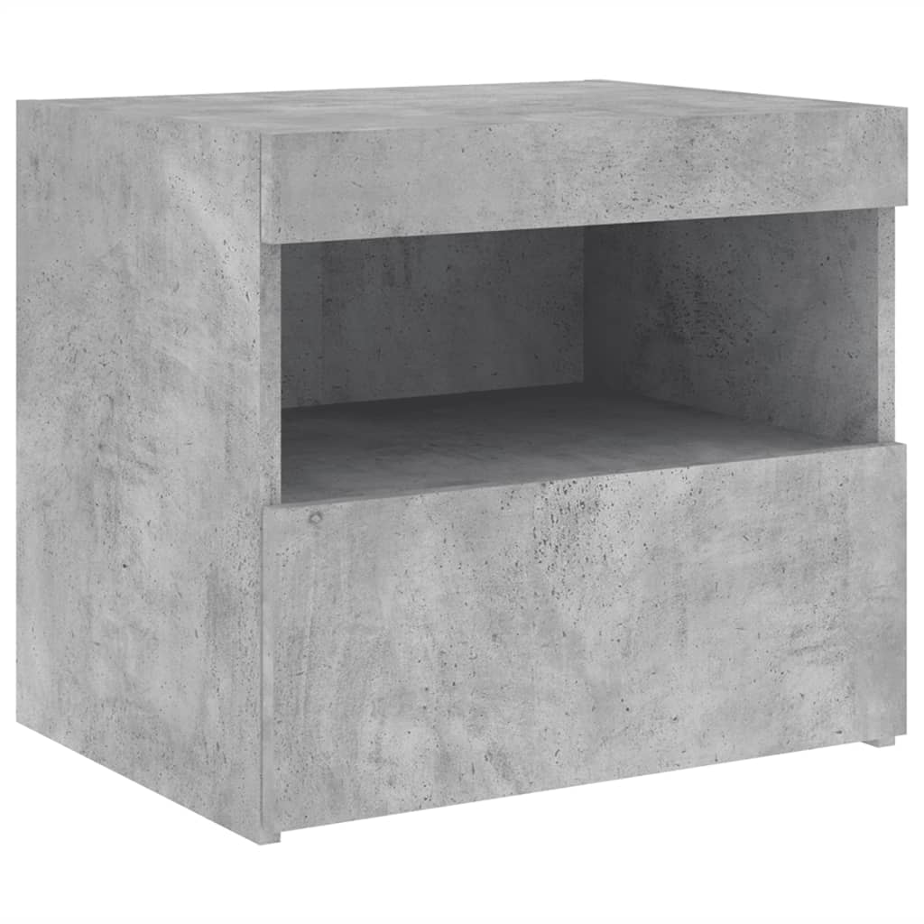 Noptiere cu lumini LED, 2 buc., gri beton, 50x40x45 cm GartenMobel Dekor