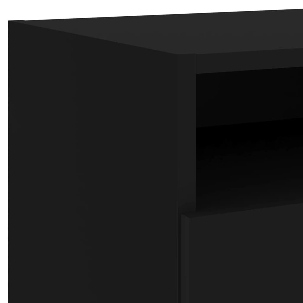 Noptiere cu lumini LED, 2 buc., negru, 40x39x37 cm GartenMobel Dekor