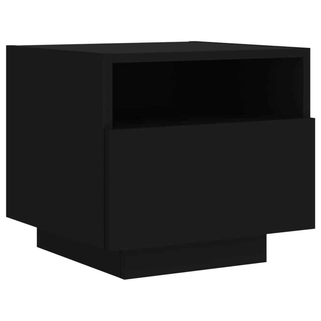 Noptiere cu lumini LED, 2 buc., negru, 40x39x37 cm GartenMobel Dekor