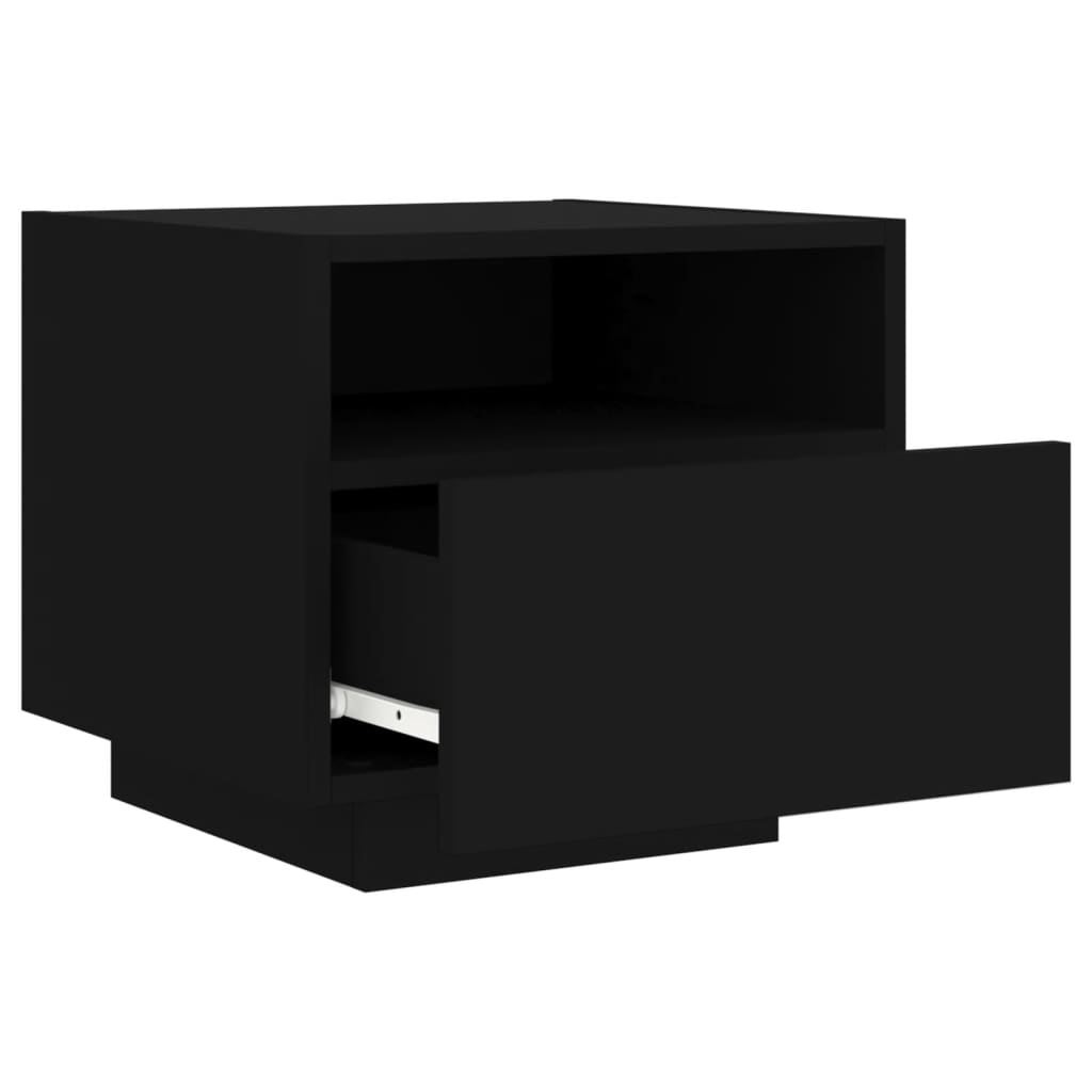 Noptiere cu lumini LED, 2 buc., negru, 40x39x37 cm GartenMobel Dekor