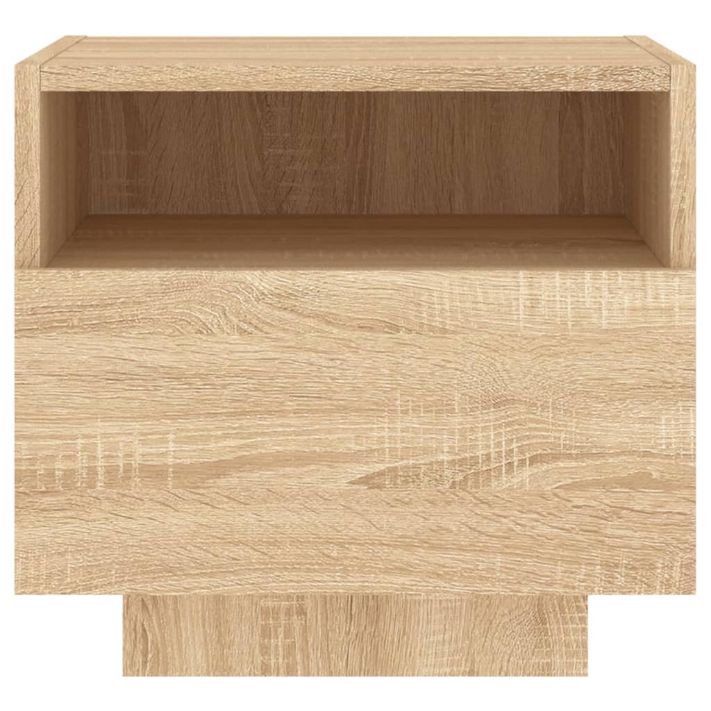 Noptiere cu lumini LED, 2 buc., stejar sonoma, 40x39x37 cm GartenMobel Dekor