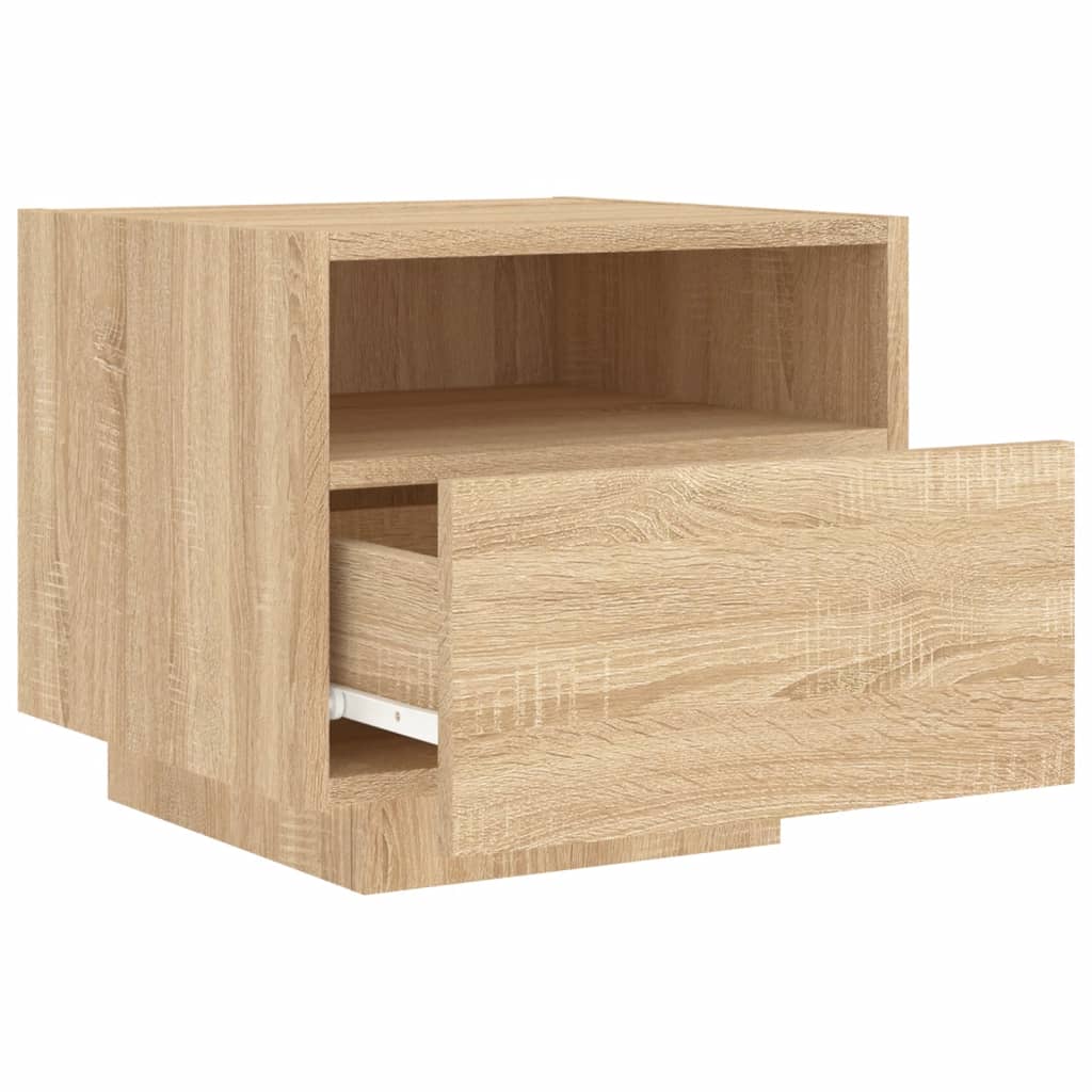 Noptiere cu lumini LED, 2 buc., stejar sonoma, 40x39x37 cm GartenMobel Dekor