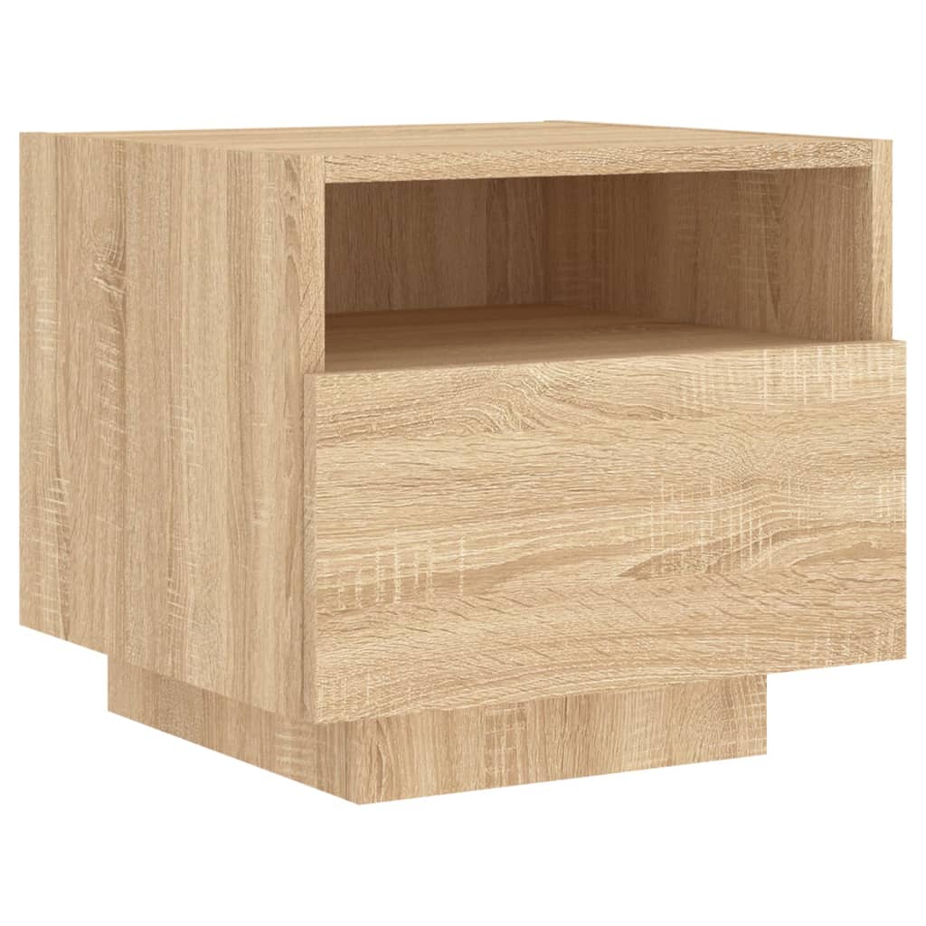 Noptiere cu lumini LED, 2 buc., stejar sonoma, 40x39x37 cm GartenMobel Dekor