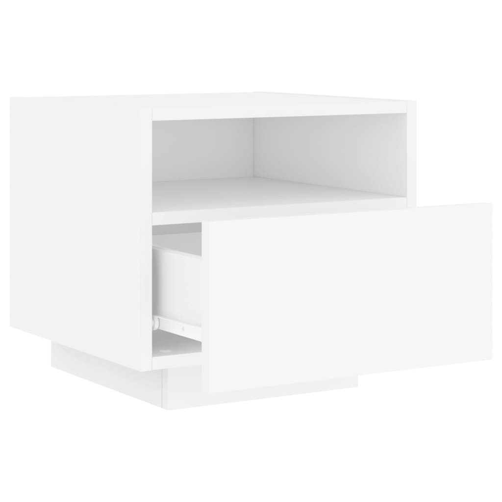 Noptiere cu lumini LED, alb, 40x39x37 cm GartenMobel Dekor