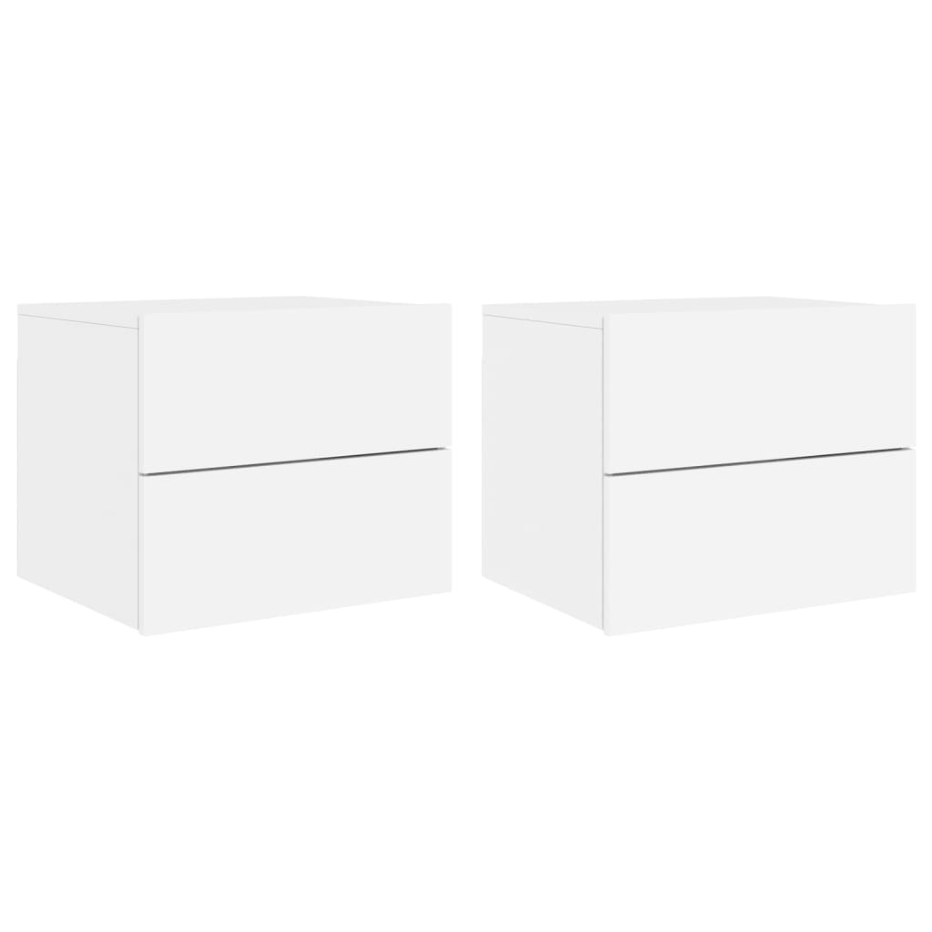 Noptiere montate pe perete cu lumini LED, 2 buc., alb GartenMobel Dekor