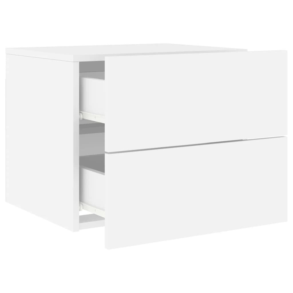 Noptiere montate pe perete cu lumini LED, 2 buc., alb GartenMobel Dekor