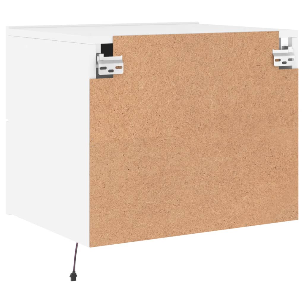 Noptiere montate pe perete cu lumini LED, 2 buc., alb GartenMobel Dekor