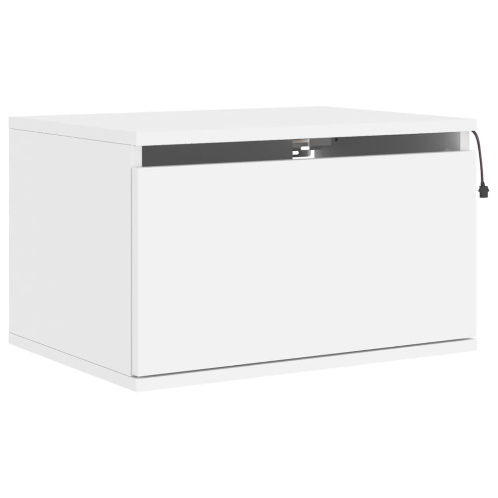 Noptiere montate pe perete cu lumini LED, 2 buc., alb GartenMobel Dekor