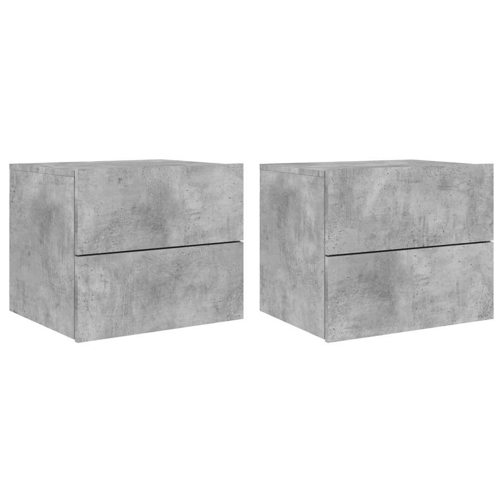 Noptiere montate pe perete cu lumini LED, 2 buc., gri beton GartenMobel Dekor