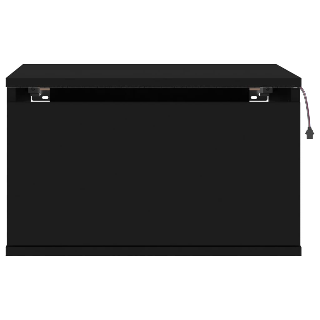 Noptiere montate pe perete cu lumini LED, 2 buc., negru GartenMobel Dekor