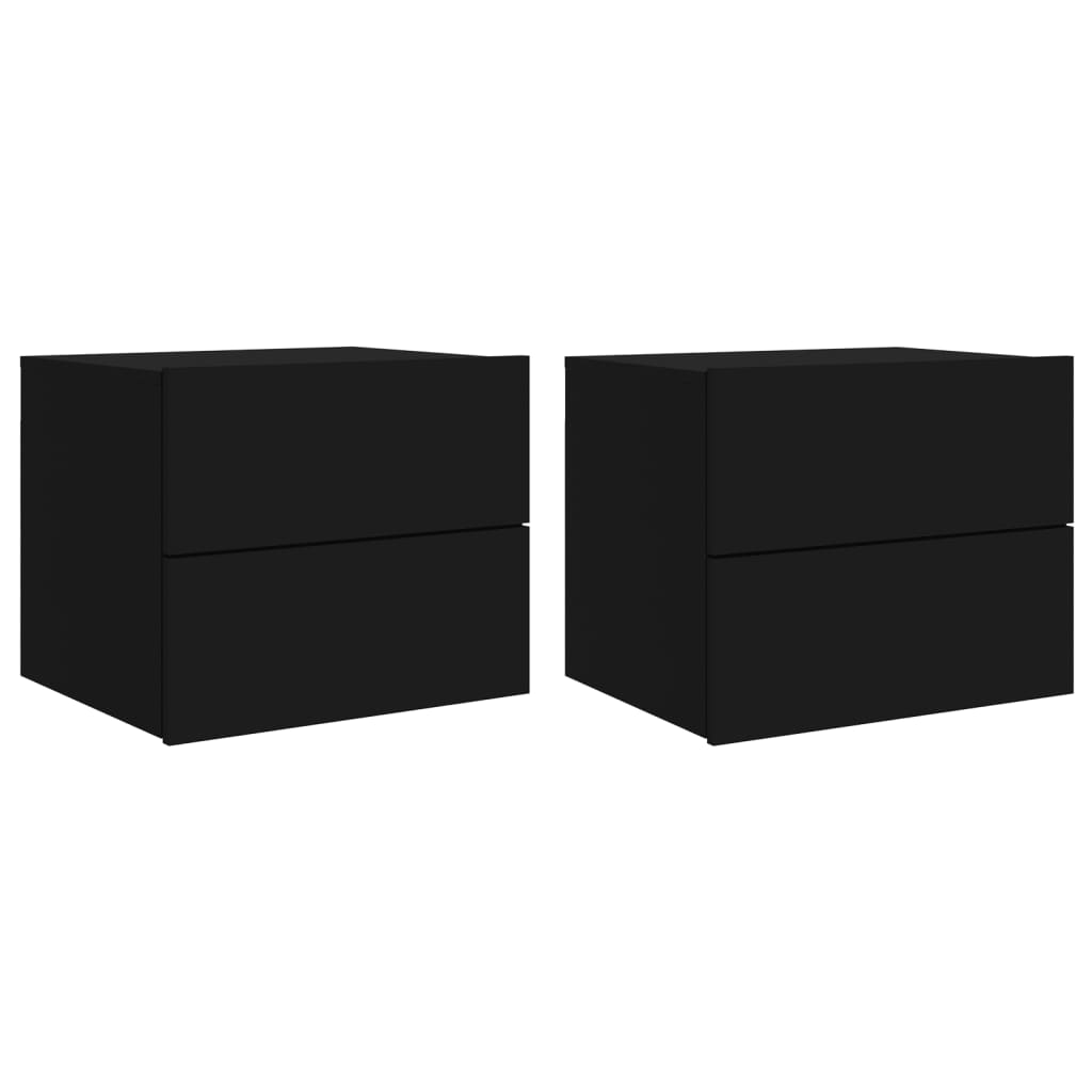 Noptiere montate pe perete cu lumini LED, 2 buc., negru GartenMobel Dekor