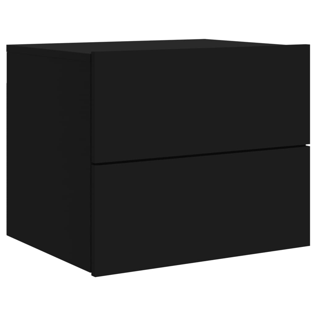 Noptiere montate pe perete cu lumini LED, 2 buc., negru GartenMobel Dekor