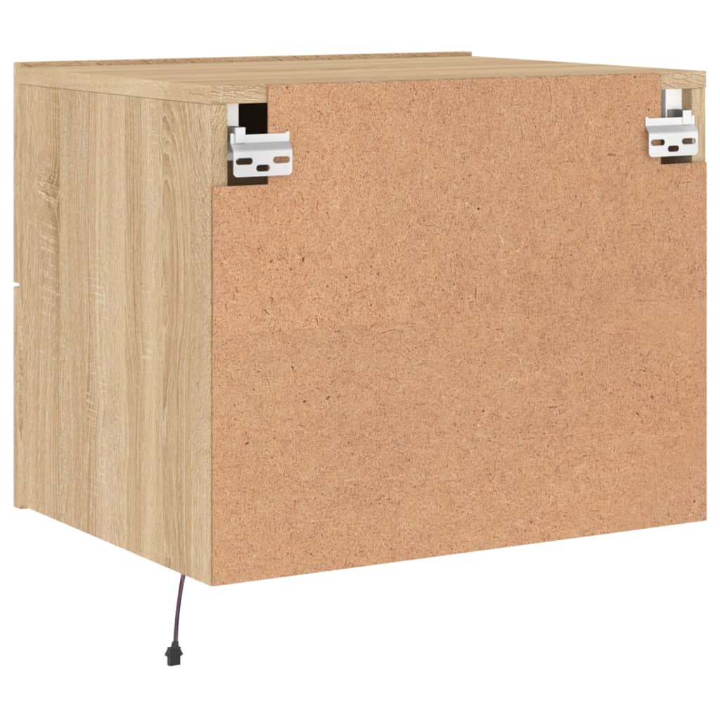 Noptiere montate pe perete cu lumini LED, 2 buc., stejar sonoma GartenMobel Dekor