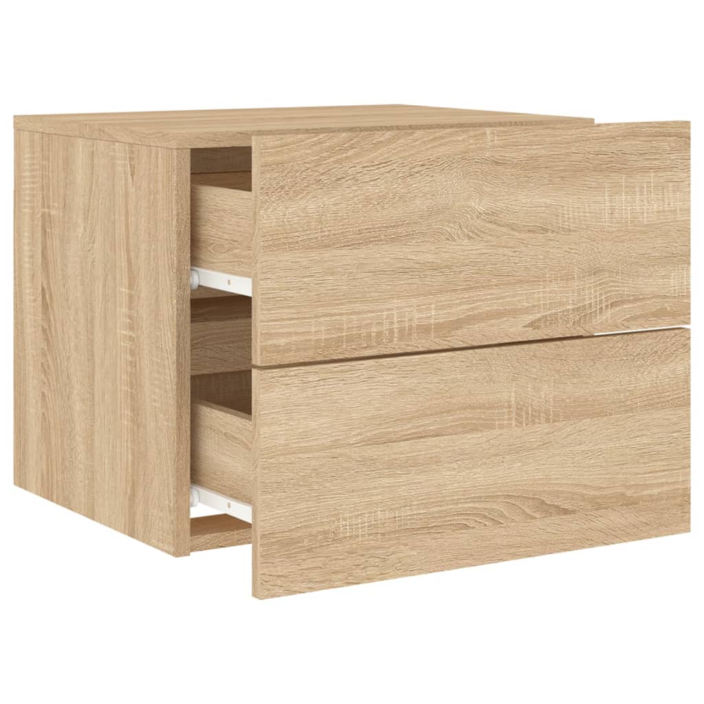 Noptiere montate pe perete cu lumini LED, 2 buc., stejar sonoma GartenMobel Dekor