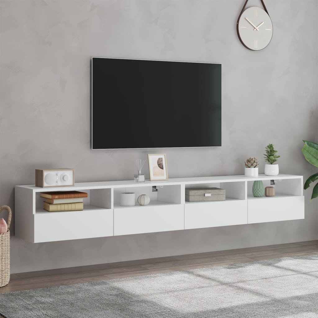 Dulapuri TV de perete 2 buc. alb 100x30x30 cm lemn compozit GartenMobel Dekor