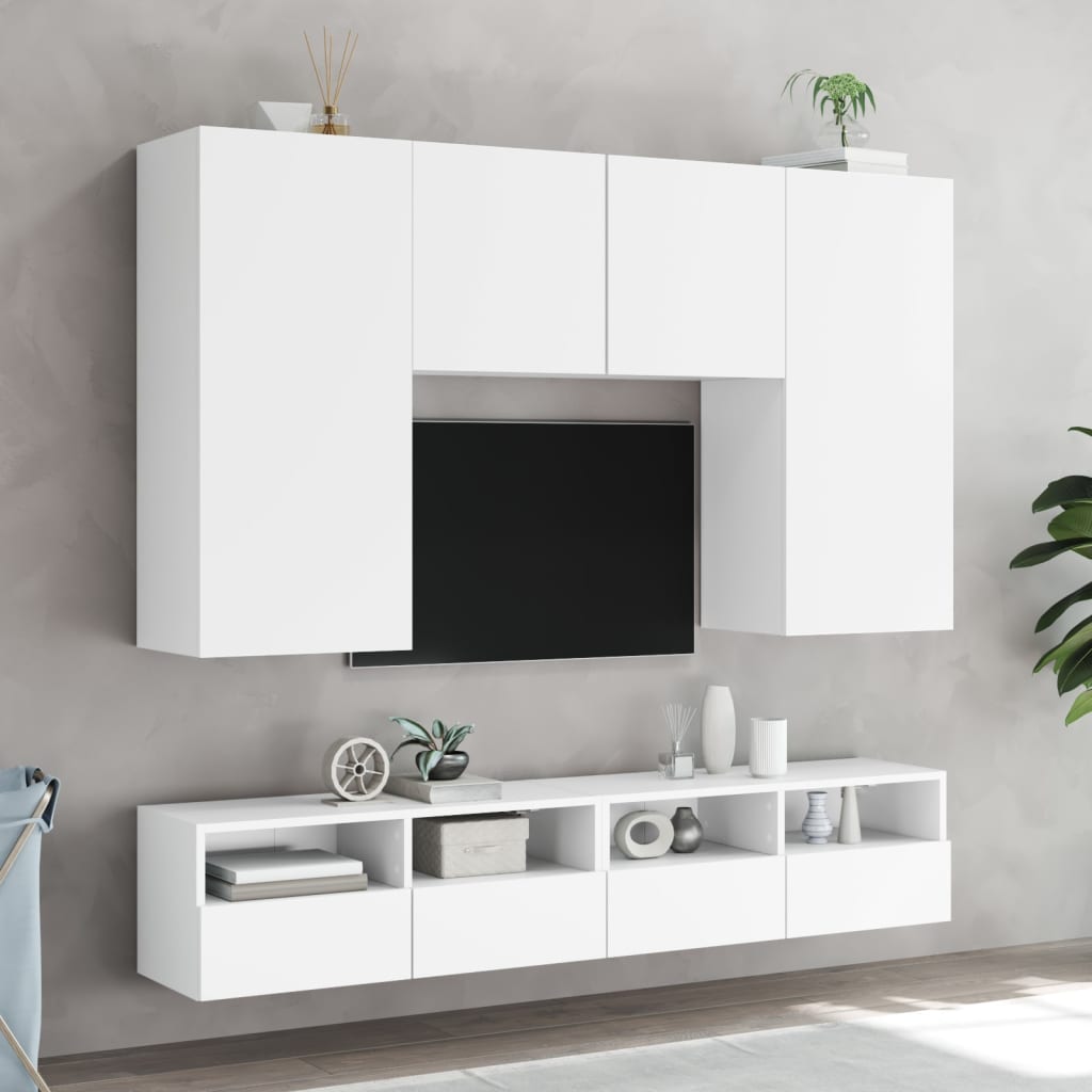 Dulapuri TV de perete 2 buc. alb 100x30x30 cm lemn compozit GartenMobel Dekor