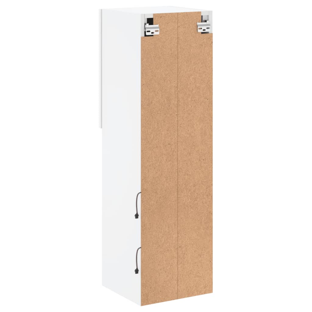 Comode TV cu lumini LED, 2 buc., alb, 30,5x30x102 cm GartenMobel Dekor