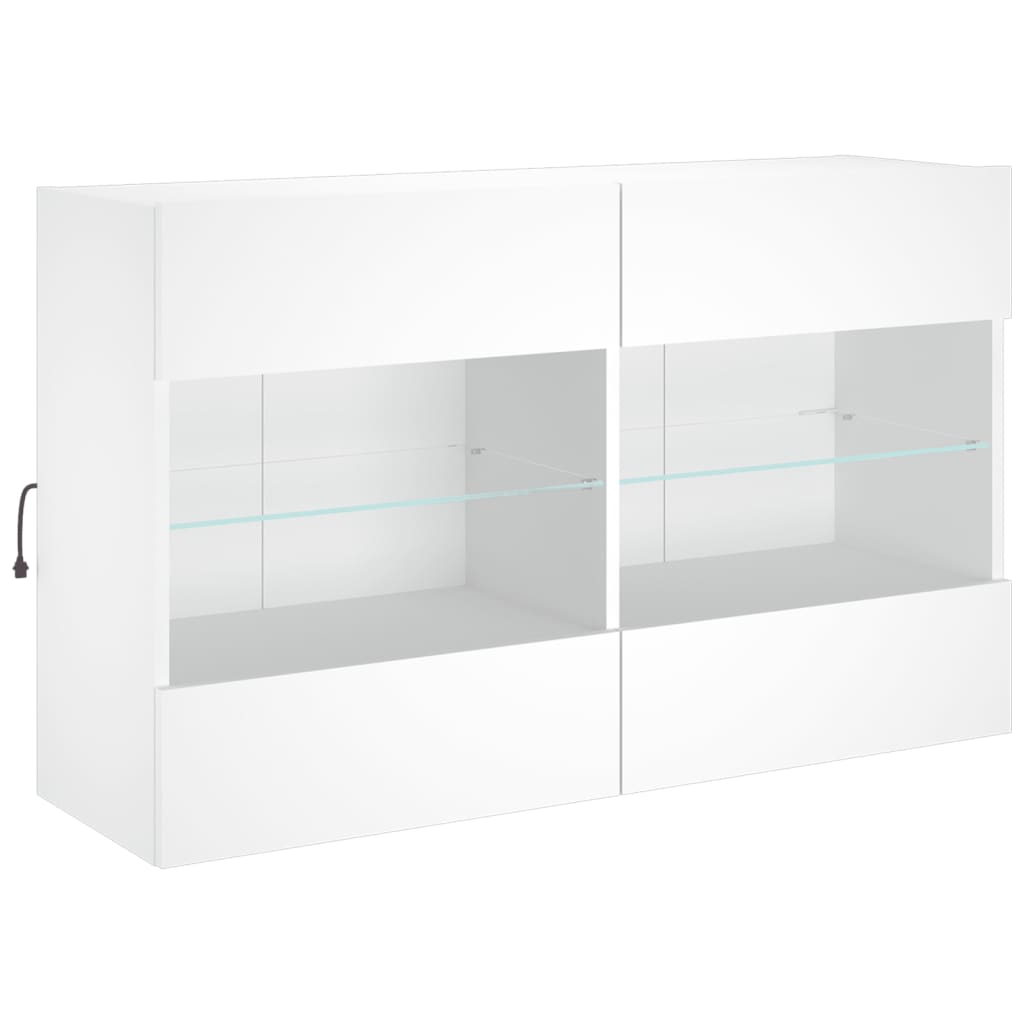 Comodă TV de perete cu lumini LED, alb, 98,5x30x60,5 cm GartenMobel Dekor