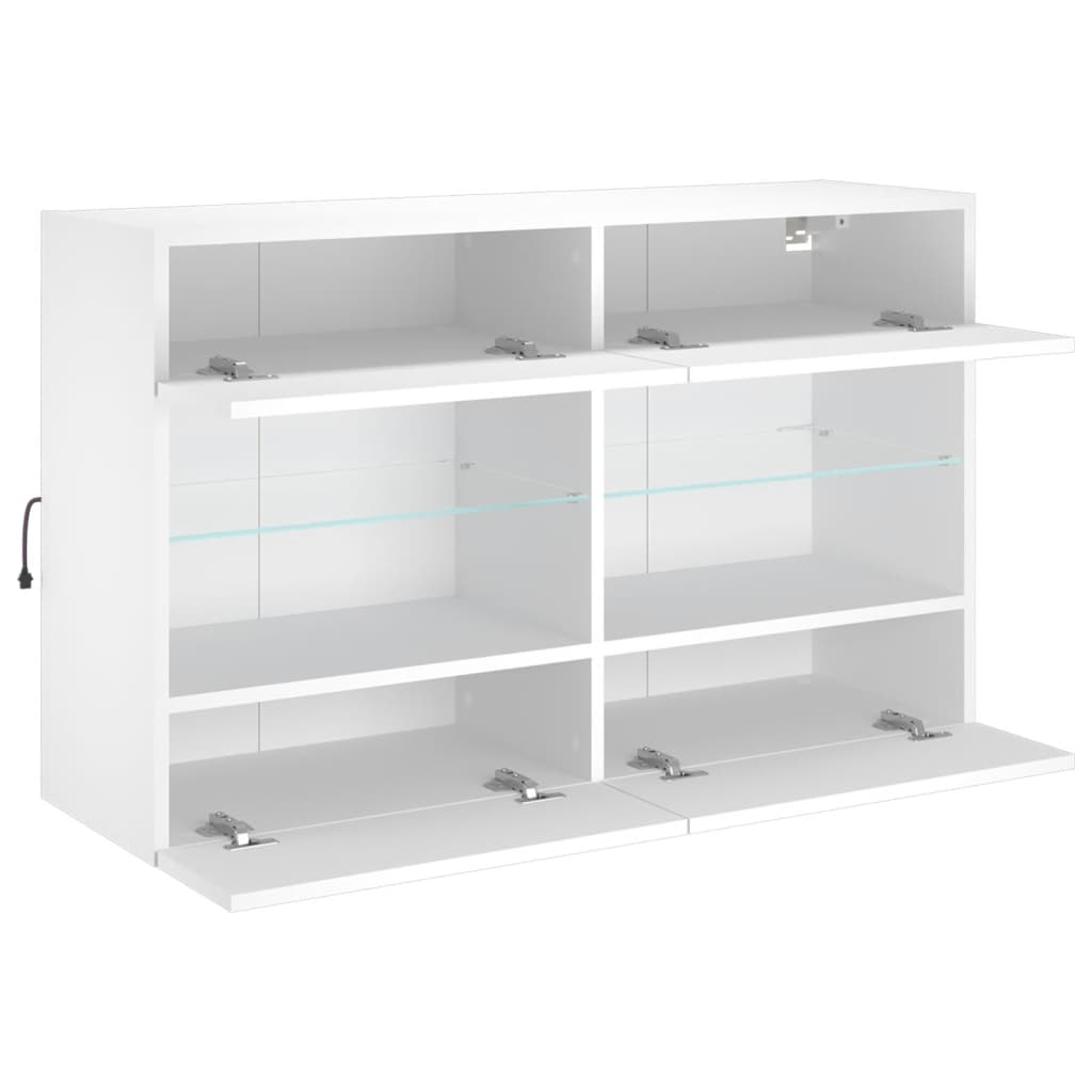 Comodă TV de perete cu lumini LED, alb, 98,5x30x60,5 cm GartenMobel Dekor