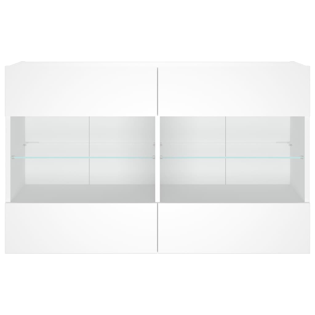 Comodă TV de perete cu lumini LED, alb, 98,5x30x60,5 cm GartenMobel Dekor