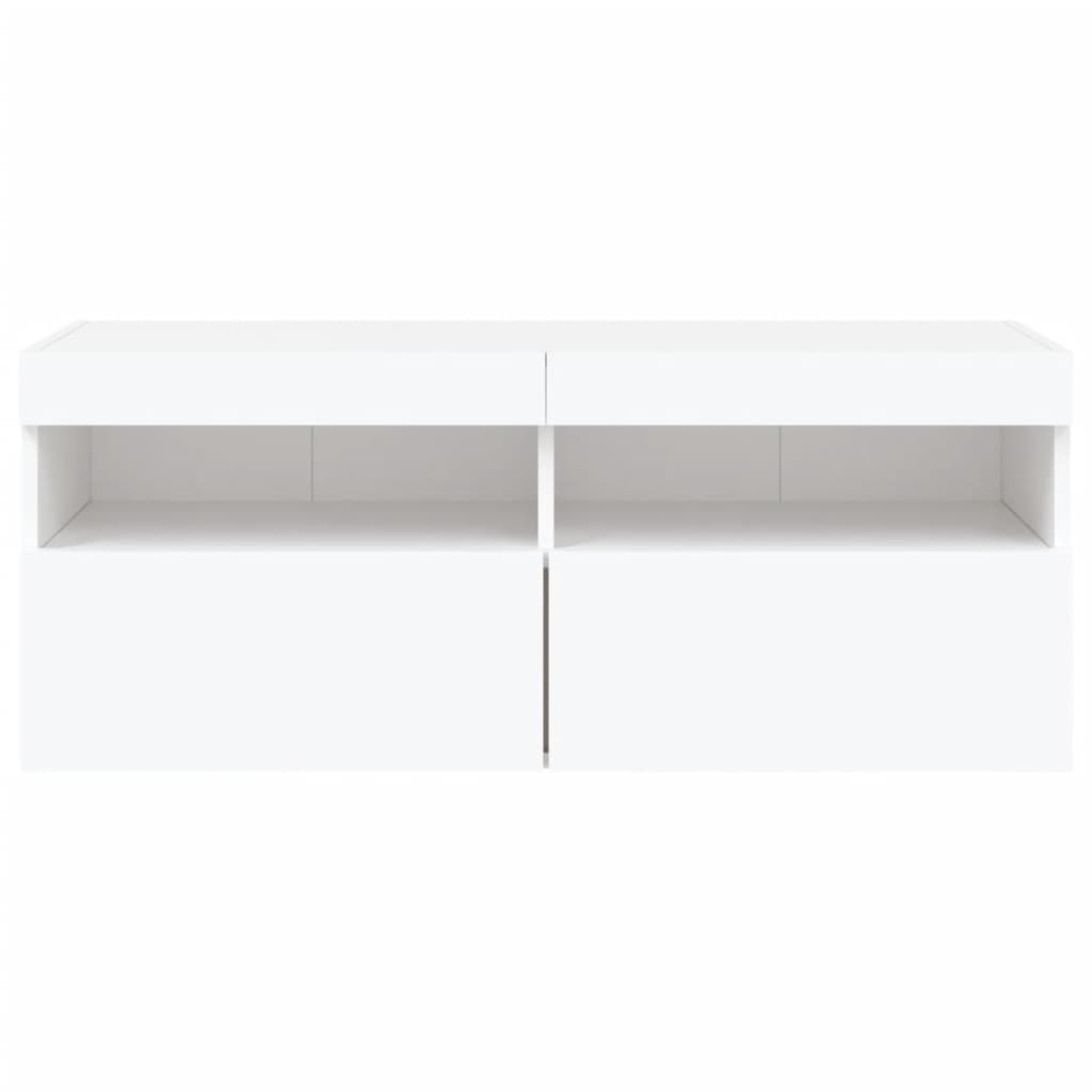 Comodă TV de perete cu lumini LED, alb, 100x30x40 cm GartenMobel Dekor