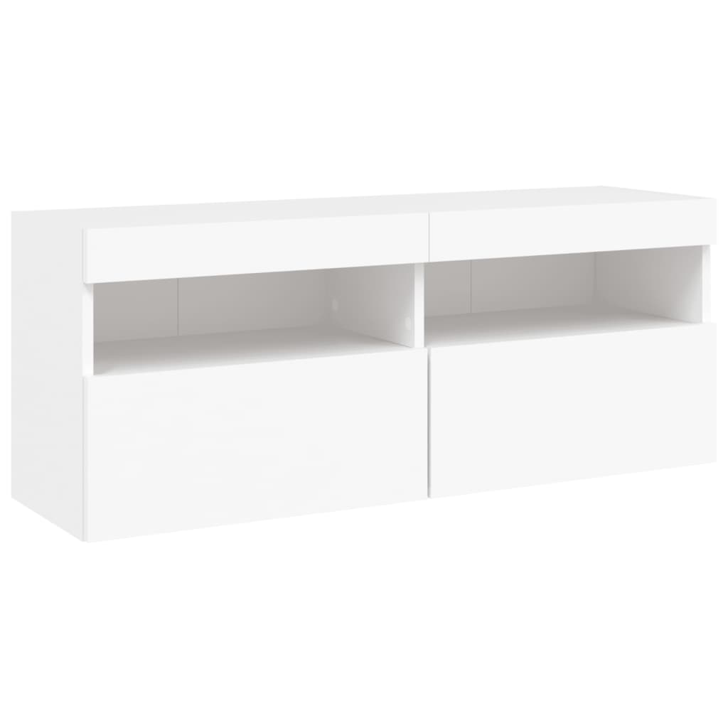 Comodă TV de perete cu lumini LED, alb, 100x30x40 cm GartenMobel Dekor