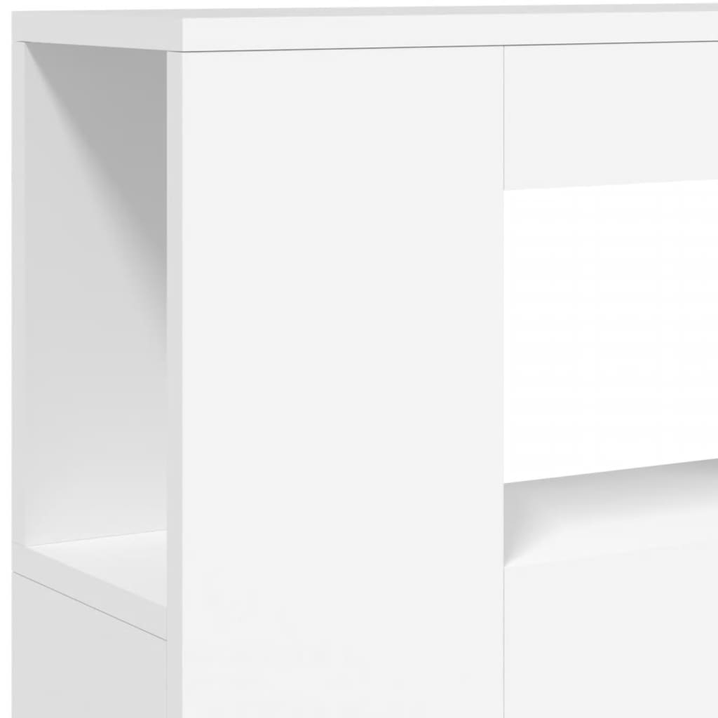 Tăblie de pat cu LED, alb, 100x18,5x103,5 cm, lemn GartenMobel Dekor