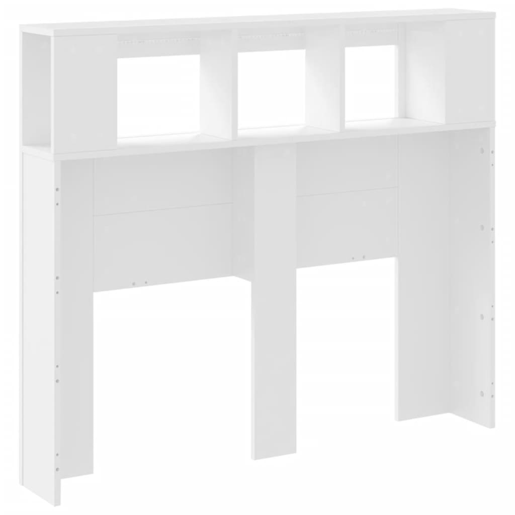 Tăblie de pat cu LED, alb, 120x18,5x103,5 cm, lemn GartenMobel Dekor