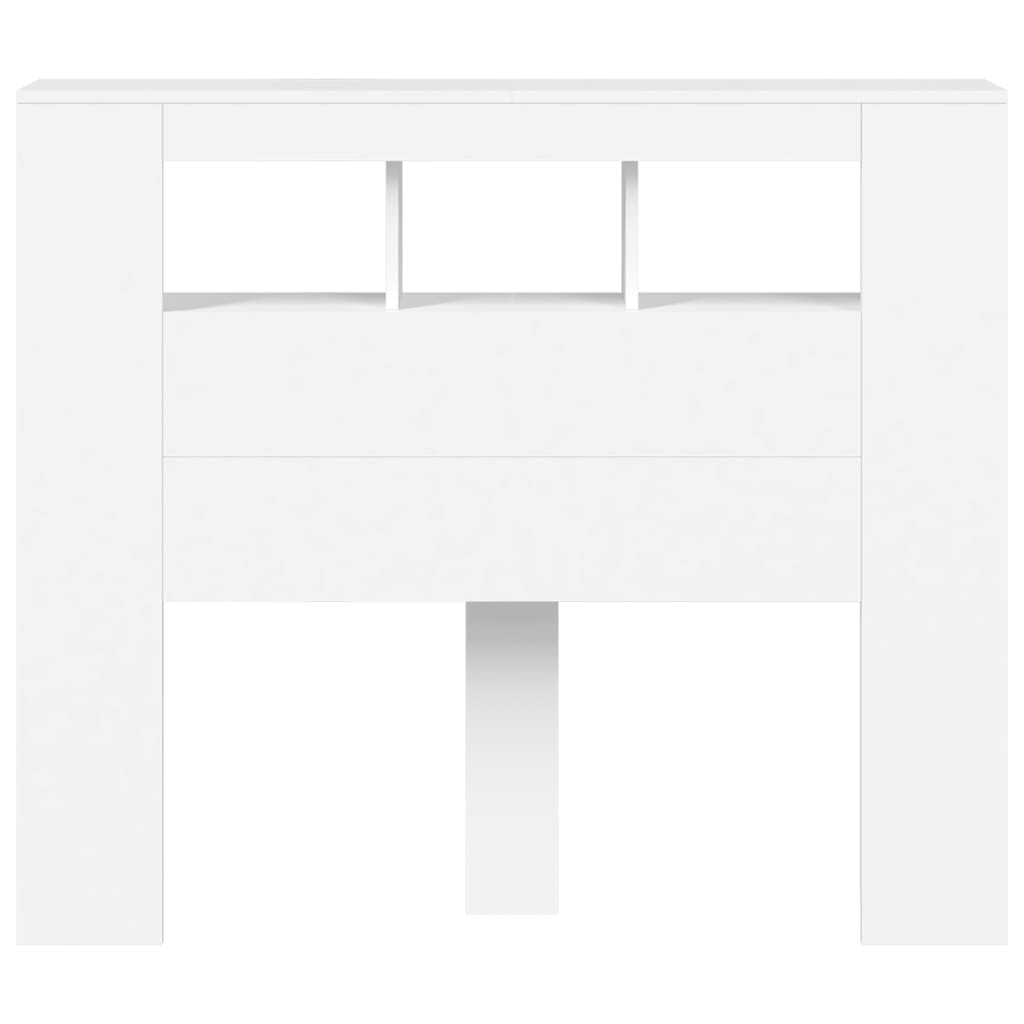 Tăblie de pat cu LED, alb, 120x18,5x103,5 cm, lemn GartenMobel Dekor