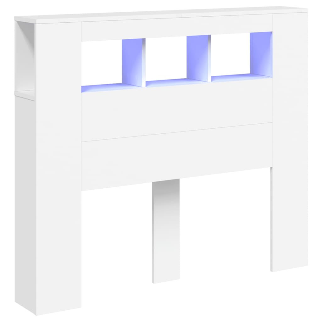Tăblie de pat cu LED, alb, 120x18,5x103,5 cm, lemn GartenMobel Dekor