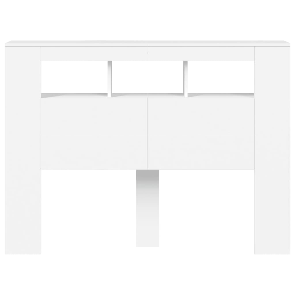 Tăblie de pat cu LED, alb, 140x18,5x103,5 cm, lemn GartenMobel Dekor