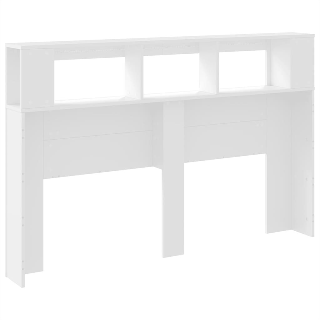 Tăblie de pat cu LED, alb, 160x18,5x103,5 cm, lemn GartenMobel Dekor