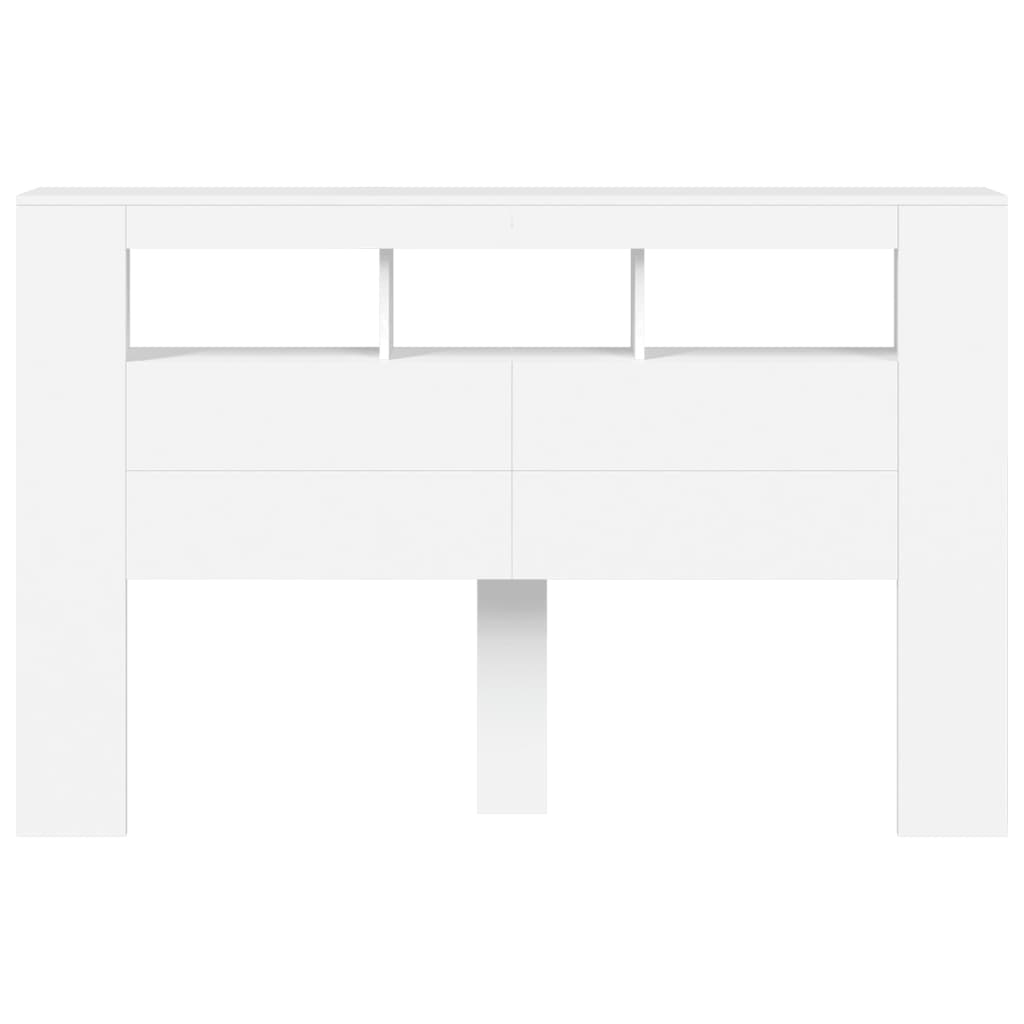 Tăblie de pat cu LED, alb, 160x18,5x103,5 cm, lemn GartenMobel Dekor
