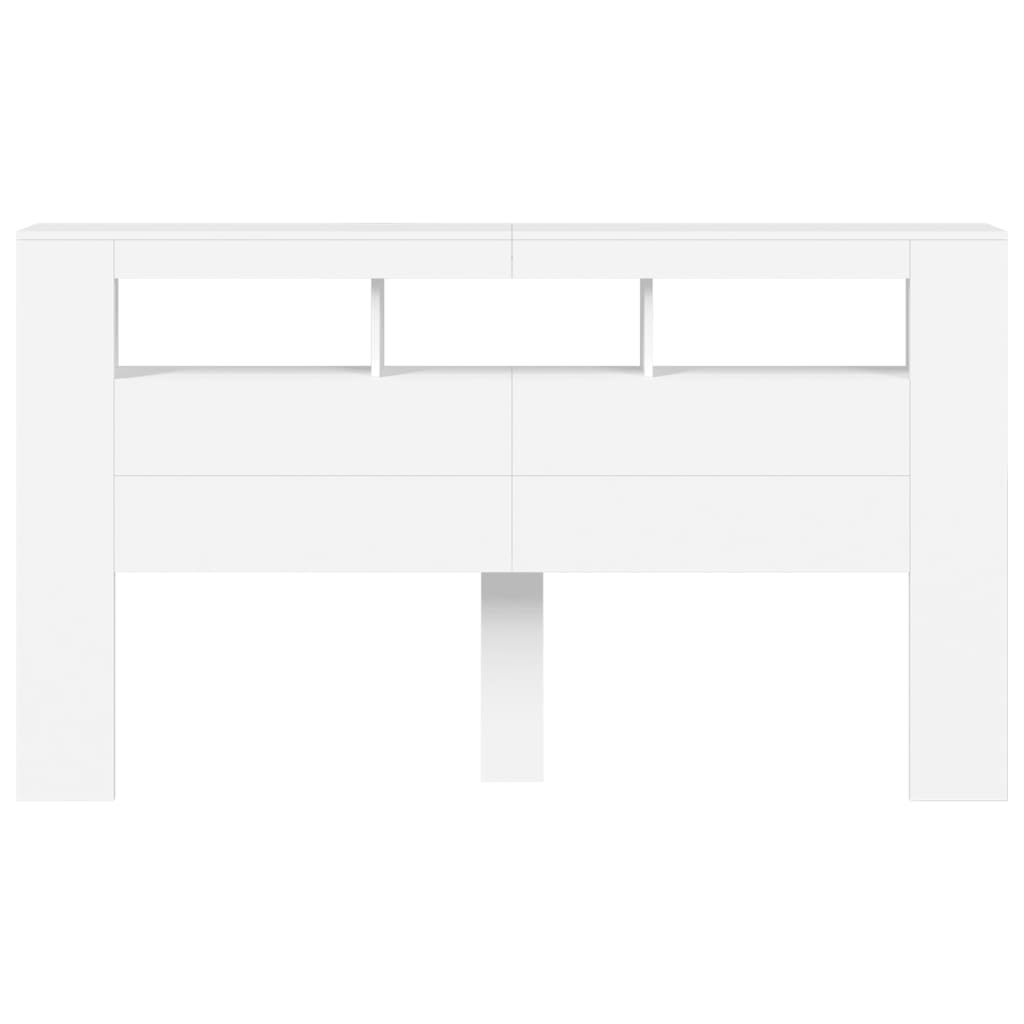 Tăblie de pat cu LED, alb, 180x18,5x103,5 cm, lemn GartenMobel Dekor