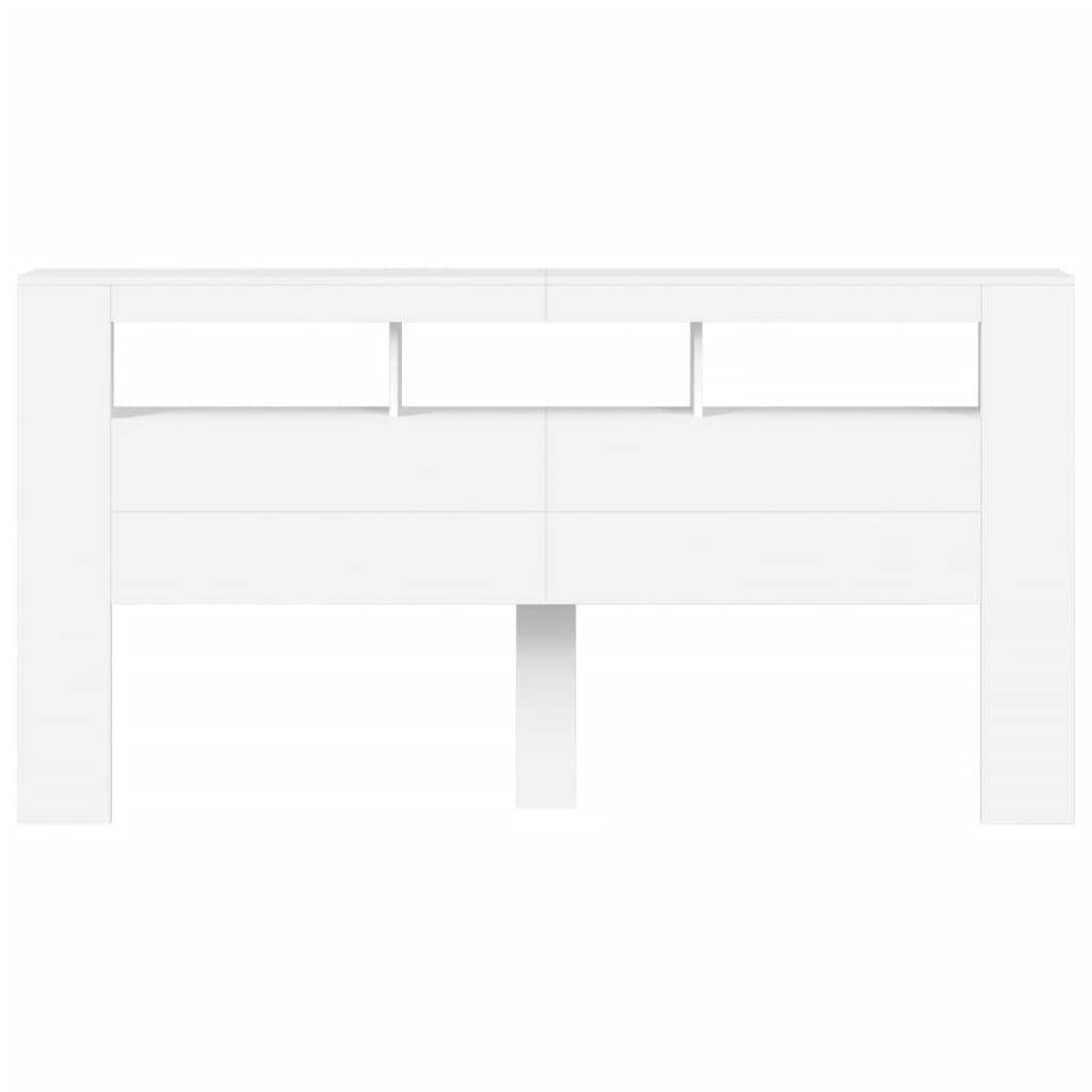 Tăblie de pat cu LED, alb, 200x18,5x103,5 cm, lemn prelucrat GartenMobel Dekor