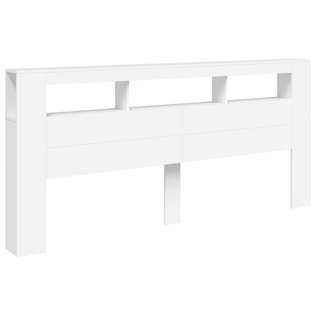 Tăblie de pat cu LED, alb, 220x18,5x103,5 cm, lemn GartenMobel Dekor