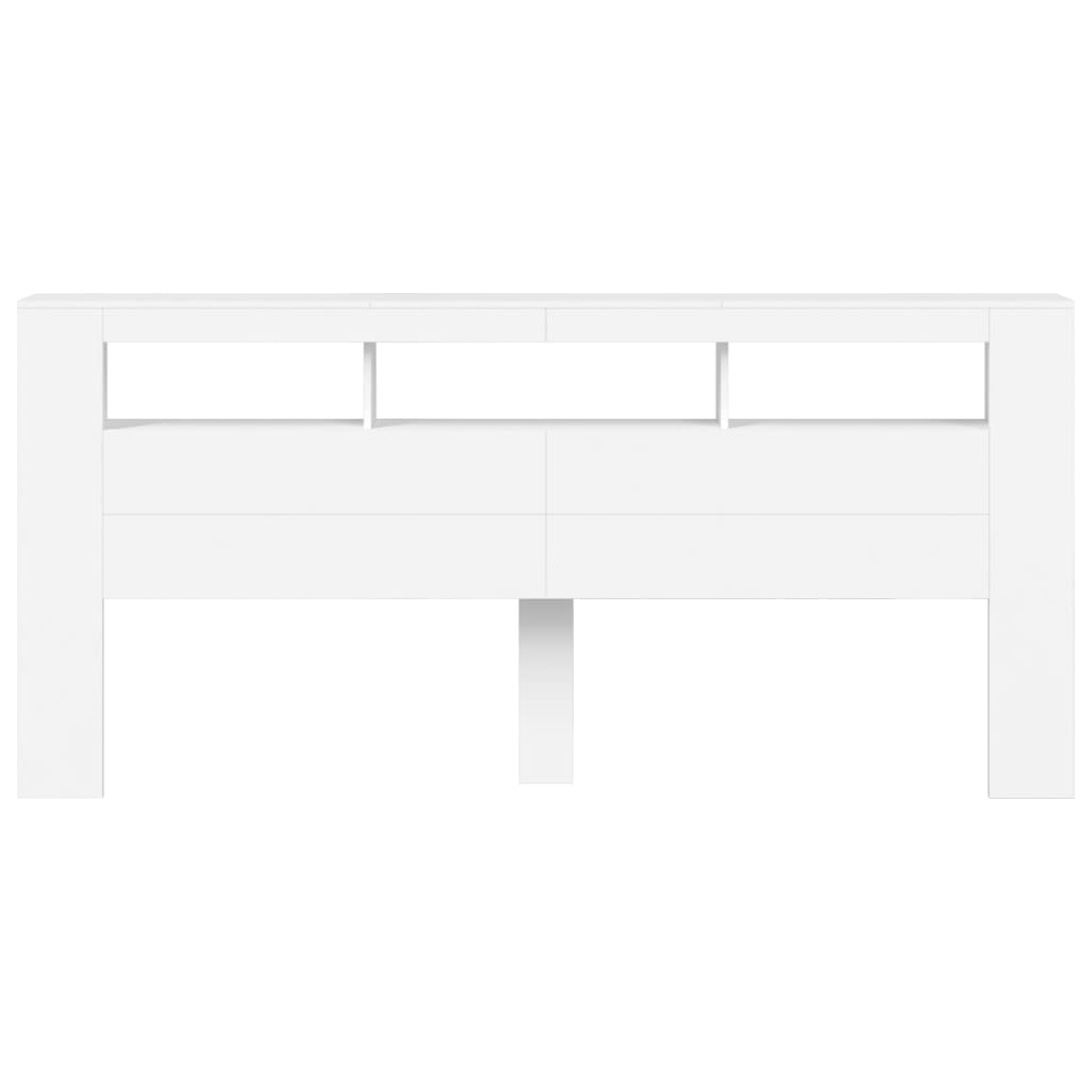 Tăblie de pat cu LED, alb, 220x18,5x103,5 cm, lemn GartenMobel Dekor