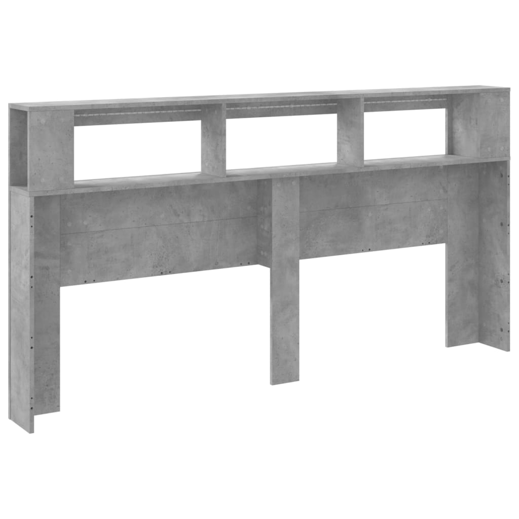 Tăblie de pat cu LED, gri beton, 200x18,5x103,5 cm, lemn GartenMobel Dekor