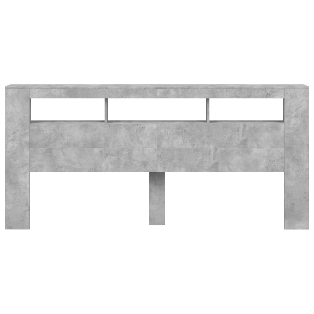 Tăblie de pat cu LED, gri beton, 220x18,5x103,5 cm, lemn GartenMobel Dekor