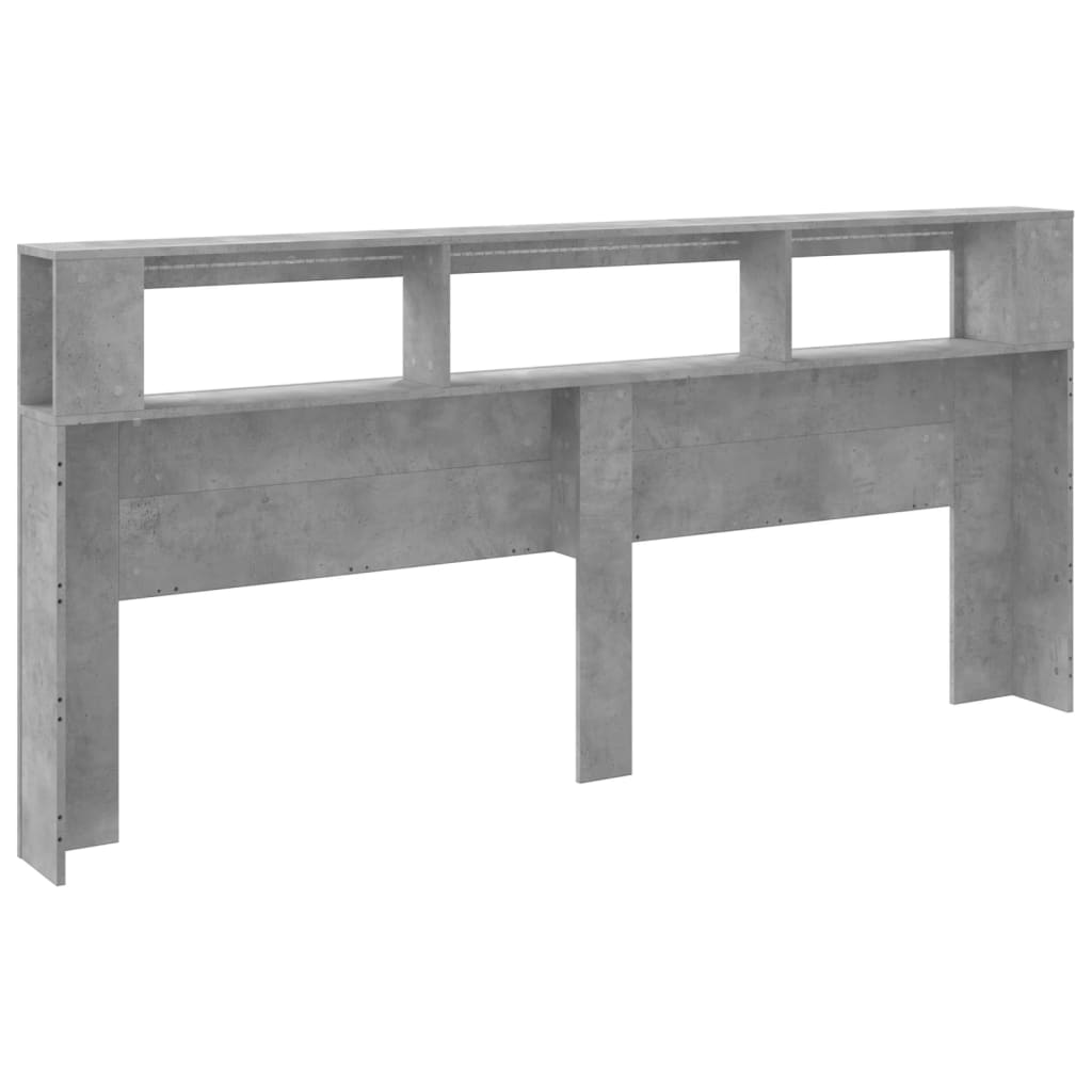 Tăblie de pat cu LED, gri beton, 220x18,5x103,5 cm, lemn GartenMobel Dekor