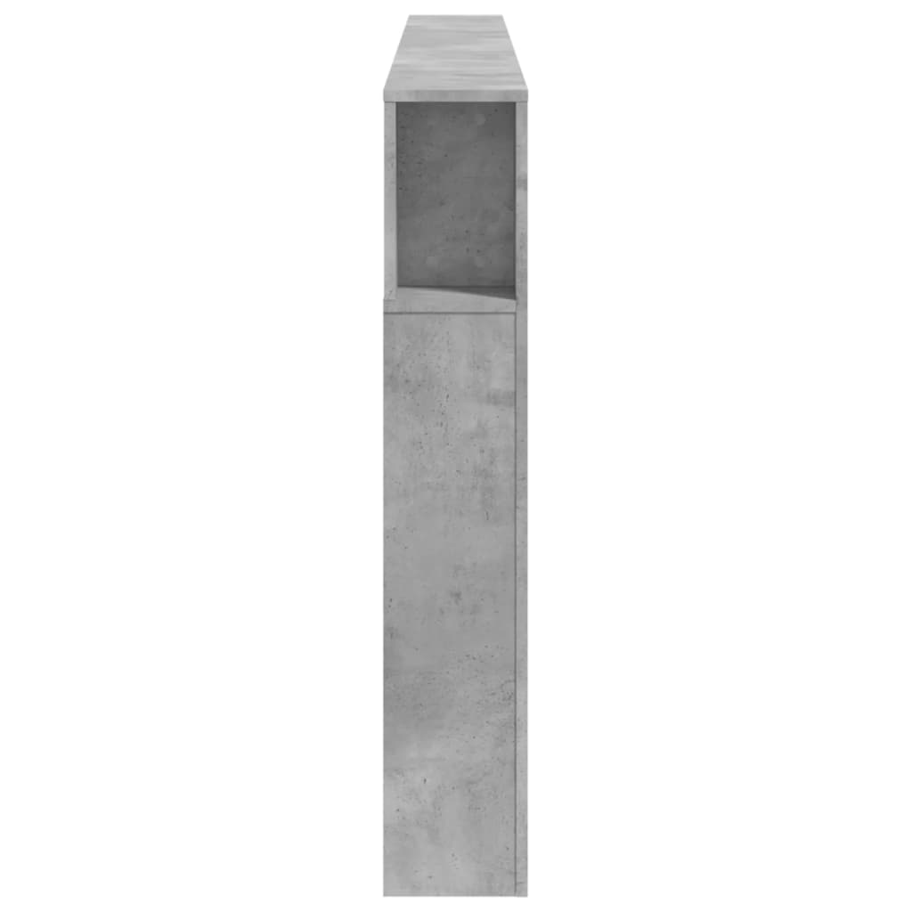 Tăblie de pat cu LED, gri beton, 220x18,5x103,5 cm, lemn GartenMobel Dekor
