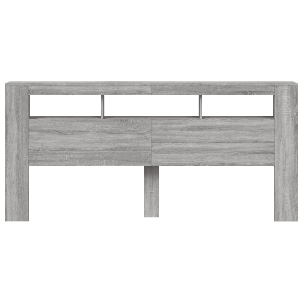 Tăblie de pat cu LED, gri sonoma, 220x18,5x103,5 cm, lemn GartenMobel Dekor
