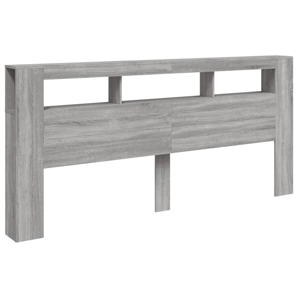 Tăblie de pat cu LED, gri sonoma, 220x18,5x103,5 cm, lemn GartenMobel Dekor