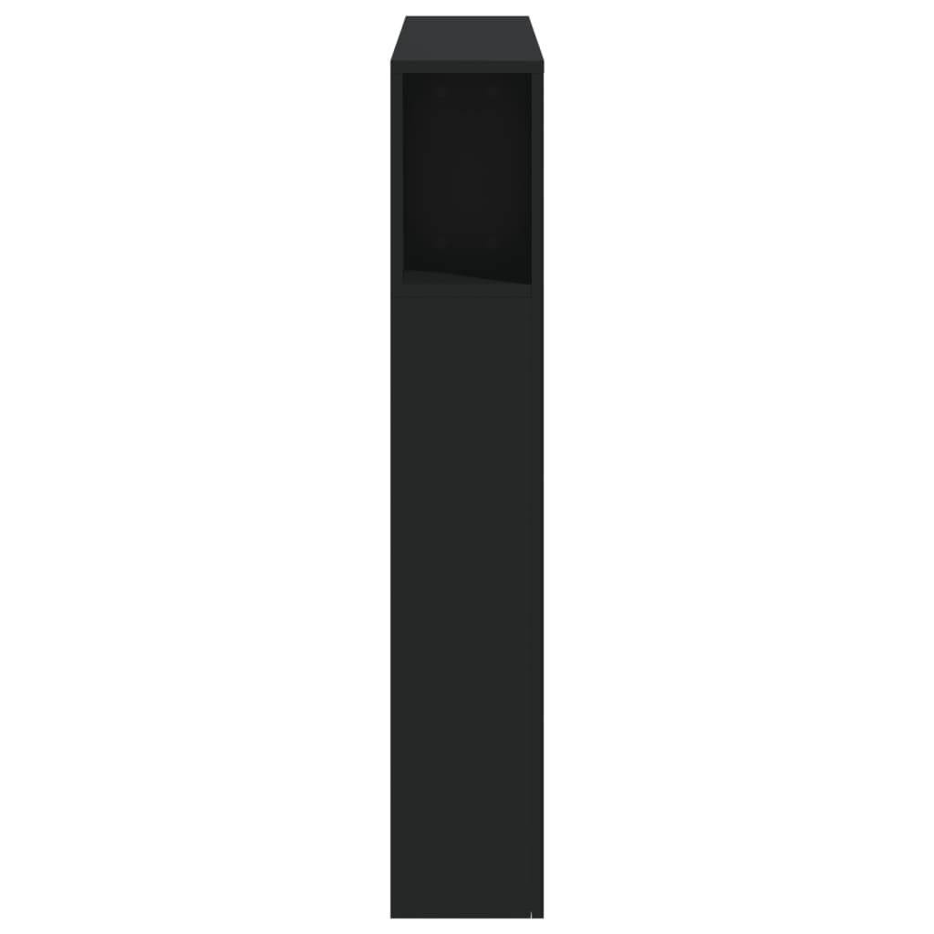 Tăblie de pat cu LED, negru, 100x18,5x103,5 cm, lemn GartenMobel Dekor