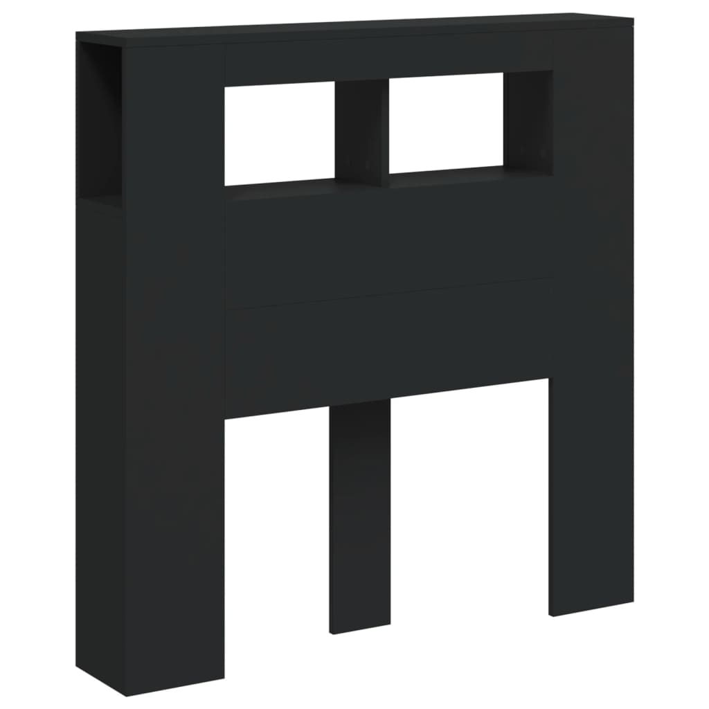 Tăblie de pat cu LED, negru, 100x18,5x103,5 cm, lemn GartenMobel Dekor
