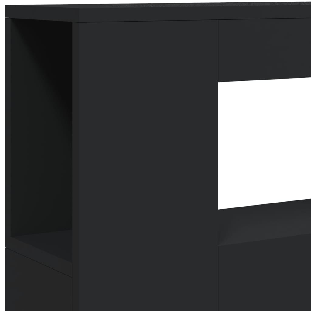 Tăblie de pat cu LED, negru, 100x18,5x103,5 cm, lemn GartenMobel Dekor