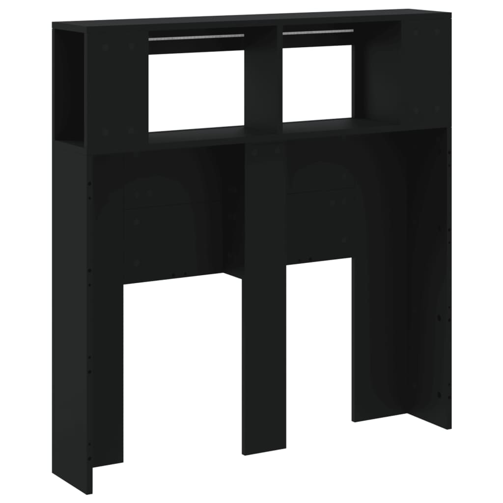 Tăblie de pat cu LED, negru, 100x18,5x103,5 cm, lemn GartenMobel Dekor