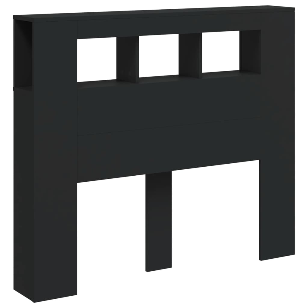 Tăblie de pat cu LED, negru, 120x18,5x103,5 cm, lemn GartenMobel Dekor