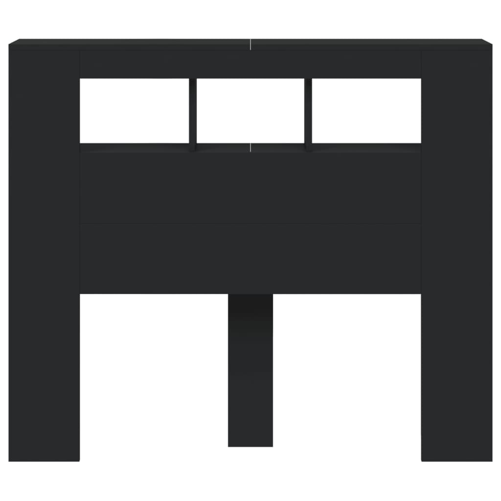 Tăblie de pat cu LED, negru, 120x18,5x103,5 cm, lemn GartenMobel Dekor